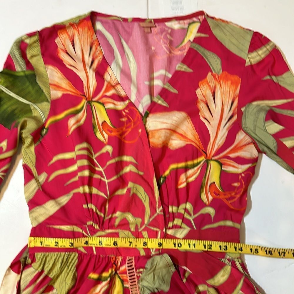 Powder women’s tropical dark rose color wrap dress size S - Picture 12 of 13